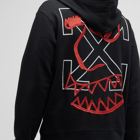 Off-White Black/Red/White Mens Logo Pullover Hoodie - Picture 5 of 6